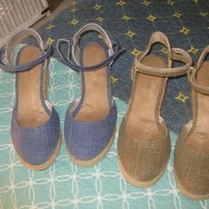 Easy Spirit Fabric Wedge Shoes, 2 pairs, size 9